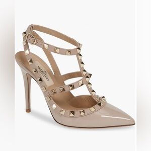 Valentino Rockstud T-Strap Pointed Toe Pump, Size 36.5